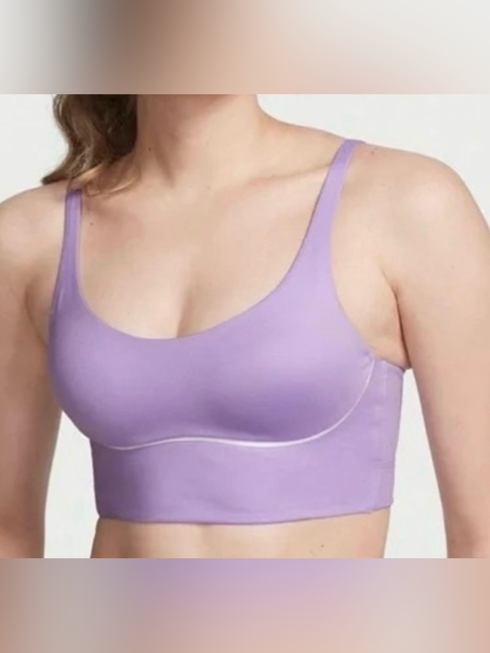 Victoria's Secret Sport Bra Lavender Seamless Longline Strappy Bralette Size 38C